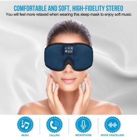 LOVE EYE Sleep Headphones, Bluetooth Eye Mask, Sleeping Mask Made of 6A Ice Silk, Ultra Soft, Comfortable, Washable, Perfect for Side Sleepers, Office, Travel, Birthday Gift for Men & Women (Blue)
