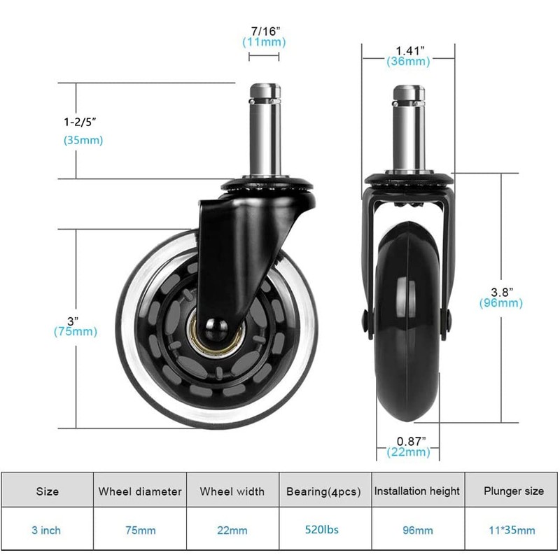 letsFix PVC Wheel Fitting with Caster, Caster Pipe Cap to