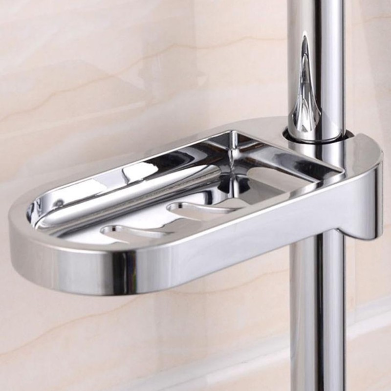 2 Pcs Shower Soap Holder,Dish for Tray,Clip-on Rail,Adjustable-Rust-Resistant with Grooved