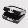 2Pcs Black Square PU Leather Gemstone Display Case with Clear