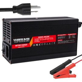 WAOUKS 14.6V 20A Charger 12V 20A Smart Charger Used for 4S 12V LiFepo4 Battery Charger with Cooling Fan Aluminum Case Output Alligator Clip