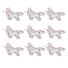50pcs Gold Plated Cute Mini Charms Enamel Unicorn Pendants for DIY Jewelry Making Necklace Bracelet Earring Jewelry Findings Hypoallergenic Alloy (Unicorn-Pink)