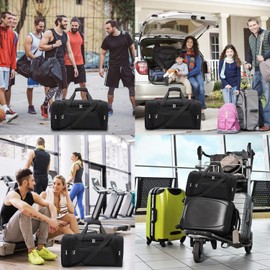 Sport Holdall Duffle Bag 55L Gym Duffle Bag with Shoulder Strap Overnight Weekender Bag for Men and Women (Black, 55L)