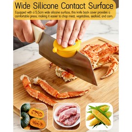 Magnetic Knife Back Helper - Kitchen Chopping Aid with Cat-Shape Design, Silicone Presser for Meat, Vegetable, and Food Prep, Hand Protectors, Household Kitchen Gadget (Yellow)