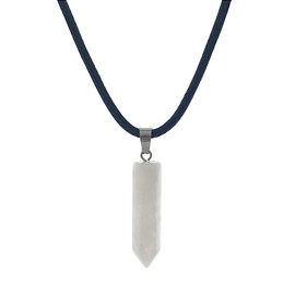 Männer und Frauen Pfeilspitze Stein Anhänger mit Gewachstem Schwarzem Leder Halskette und Edelstahl-Verschluss - Pfeilspitze Schutz Charme - Perfekt zum Verschenken (Quarz)