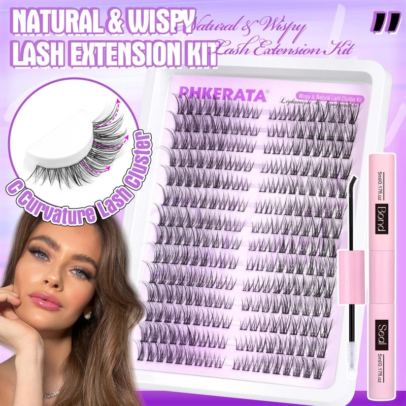 Wispy Lash Extension Kit Natural Lash Clusters Kit DIY Eyelash