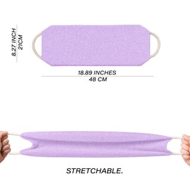 XNXA Exfoliating Back Scrubber for Shower with Handles, Double-Sided Body Scrub Towel, Stretchable Extra Long Deep Cleaning Bath Cloth for Women and Men (Purple)