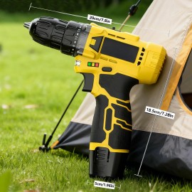 12V Cordless Drill Set Electric Screwdriver Variable Speed Power Tool Accessories Max Drilling 25mm Battery Local color: Yellow