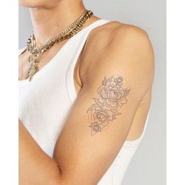 Inkbox Temporary Tattoos, Semi-Permanent Tattoo, One Premium Easy Long Lasting, Waterproof Temp Tattoo with For Now Ink - Lasts 1-2 Weeks, Lady of Camellias, 6 x 3 in