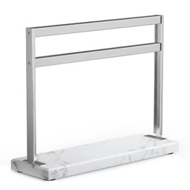 YIIYIIN Magnetic Knife Block with Marble Base - Double Sided Magnetic Knife Stand - Magnetic Knife Holder - Kitchen Knife Storage - Knife Holders for Counter Top - Marble White