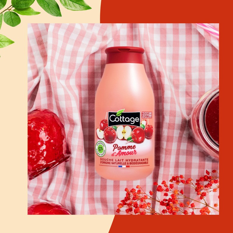 Cottage Duschgel, feuchtigkeitsspendende Milch, 97% Inhaltsstoffe natürlichen Ursprungs, 250 ml,