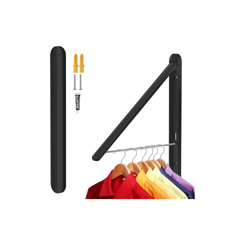 Dexmary Clothes Drying Rack, Retractable Laundry Hanging Rack Wall Mount,