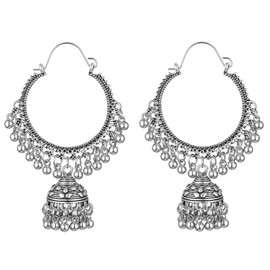 Bohemian Jhumka Drop Earrings - Ethnic Bell Tassel Vintage Beaded Earrings - Indian Jewellery Gift for Women