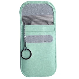 RFID Signal Blocker Faraday Pouch for Car Keys, Premium PU Leather, Jammer for Keyless Entry, Relay Attack Prevention (Light Green)