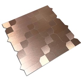 XUANINY 7-Sheet Peel and Stick Metal Backsplash Tiles, Self Adhesive Multiple-Shapes Aluminum Mosaic 3D Wall Sticker for Kitchen Bathroom Decor (7, Brushed Bronze)