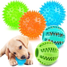 Interactive Dog Toys - 2.5' Squeaky Teething Chew Balls for Small Dogs,