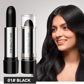 Haarfarbstift und Klappspiegel, Schwarzer Haarfarbstift, Haarfarbe Stift Temporäre Hair Color Lippenstift Haarfärbemittel, Haarschutz und sanfte Pflege, schwarz, shampoos3 (5)