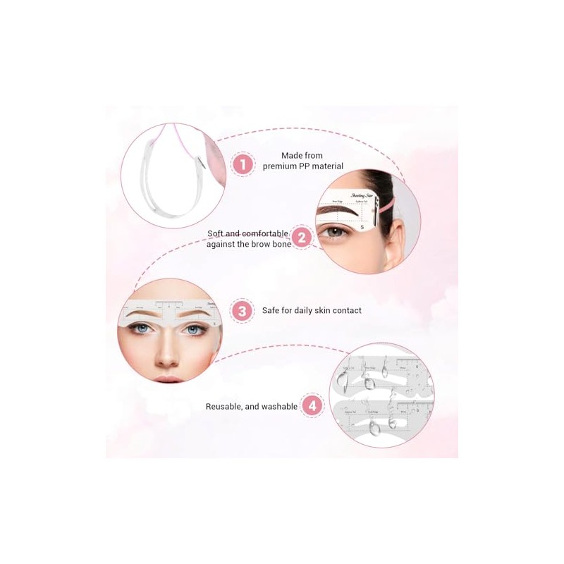 12 Pcs Reusable Eyebrow Stencils for Beginners, Eyebrow Stamp Brow
