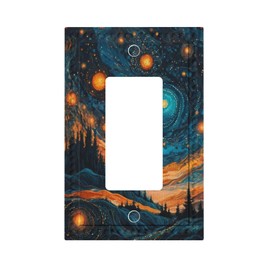 MUZUMU Abstract Sky with Star Forest Single Decora Outlet Wall Plate 1 Gang Rocker Decorative Switchplate Faceplate GFCI Light Switch Covers for Home Living Decor