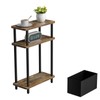 THUMEYE Narrow Side Table with Fabric Basket, 7" Wide, 3