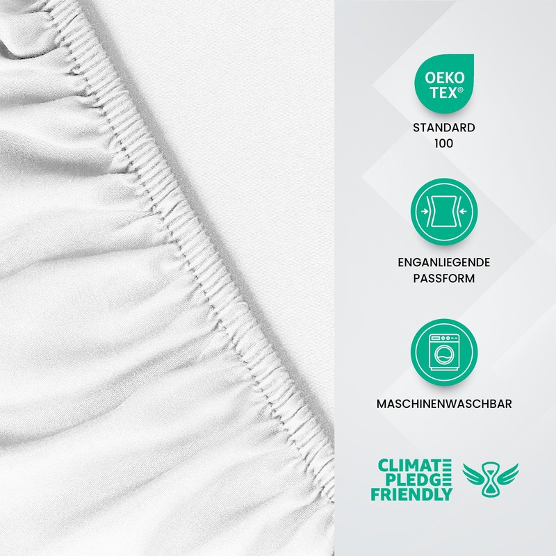 Utopia Bedding, Fitted Sheet, 120 x 190 cm, White, Oeko-Tex