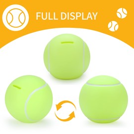 H&W Tennis Ball Piggy Bank, Shatterproof Tennis Sports Themed Coin Bank, Gift for Tennis Fan Kids Ladies Gentlemen