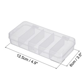 PATIKIL Fishing Tackle Box, 4 Pack 4.9 x 2.4 x 1 Inch Plastic 5-Grid Fish Lure Bait Hooks Accessory Storage Container, Clear