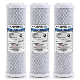 Hydronix HX-CB-25-1010/3 Reverse Osmosis & Drinking Filter Nsf Coconut Carbon Block Water Filter 2.5 x 10, micron - 3 Pack, White