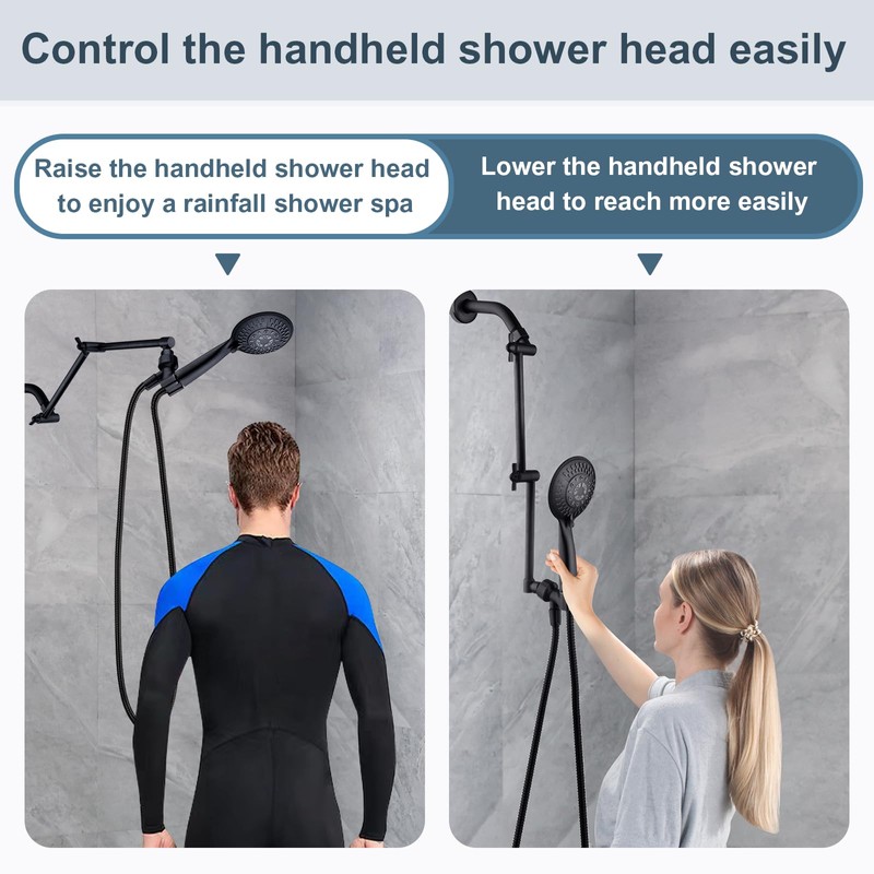 BRIGHT SHOWERS Brass Shower Arm Extender for Rain and Handheld