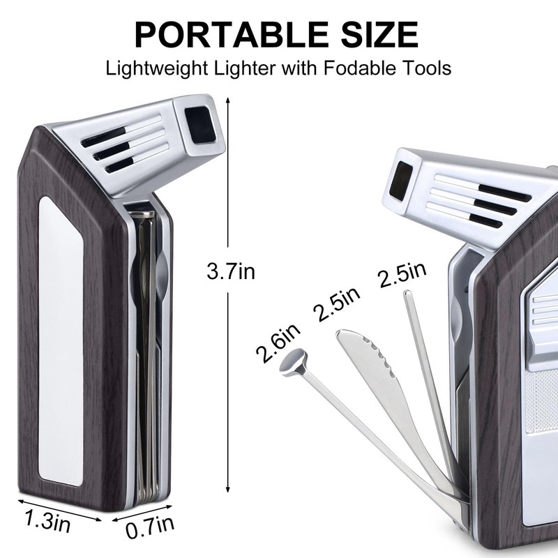 FLABOX 3 in 1 Lighter,Refillable Butane Lighter with 3 Clean