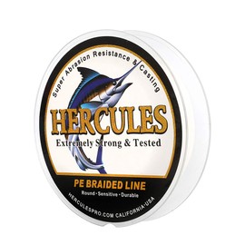 Hercules Super Cast 300M 328 Yards Braided Fishing Line 30 LB Test for Saltwater Freshwater PE Braid Fish Lines Superline 8 Strands - White, 30LB (13.6KG), 0.28MM