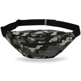 Large Camo Green Fanny Pack Men,Women with 4 Zipper Pockets,Gifts for Enjoy Festival Party Sports Workout Traveling Running Casual Hands-Free,WaterResistant Adjustable Waist Pouch Carrying All Phones