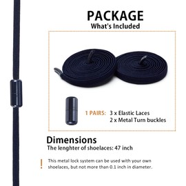 Alegrianan No Tie Shoelaces, Elastic Shoelaces for Adults/Kids，Elastic No Tie Shoe Laces, Navy Blue, X-Large