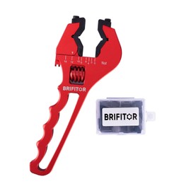 BRIFITOR Non Marring AN Fittings Wrench Adjustable Aluminum AN Wrench For 3AN-16AN Hose End Fittings With Replaceable Hex Type & Flat Type Jaw Protectors, Red.