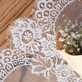Hooqict 4 Pack White Lace Table Runner 14 x 120 Inch Ivory Embroidered Boho Table Runner for Rustic Wedding Reception Dinner Table Decorations Baby Shower Bridal Shower Vintage Table Runners