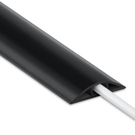 Black 8FT Low Profile Wire Cover - Extension Cord Cover, Tough Cord Floor Protection, Cable Management - Cavity: 0.47" W x 0.24" H