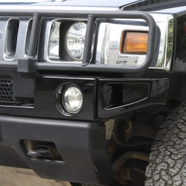 Front Bumper Corner Bezels Cover and Front Bumper Lower Trim Sets Compatible with Hummer H2 2003-2009, 5 Pieces Front Bumper Protection Trim Cover Kit, 5PCS (Bright Black)