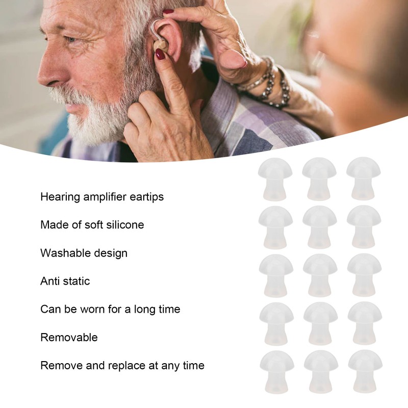 30pcs Hearing Amplifiers Eartips Soft Silicone White Accessories Replacement Earbud