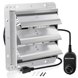 Criditpid 10 Inch Shutter Exhaust Fan, Wall Mounted Attic Fan with Speed Controller, Shed Vent Fan for Greenhouse, Garages, Barn, Basement, Kitchen, Shops, Chicken Coop Ventilation, 820 CFM, 1650 RPM