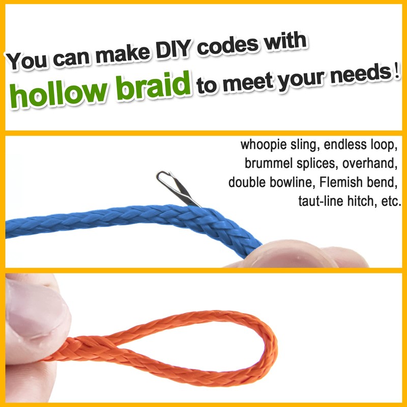 9KM DWLIFE 100% UHMWPE Braided Cord, 1.0mm Blue 100ft 350lb
