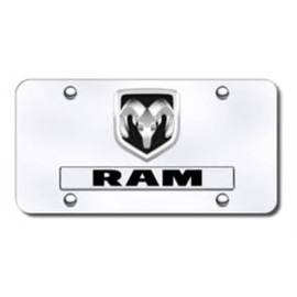 Dodge CarBeyondStore Black Dodge RAM Logo Front License Plate Frame Stainless Steel Mirror Mopar