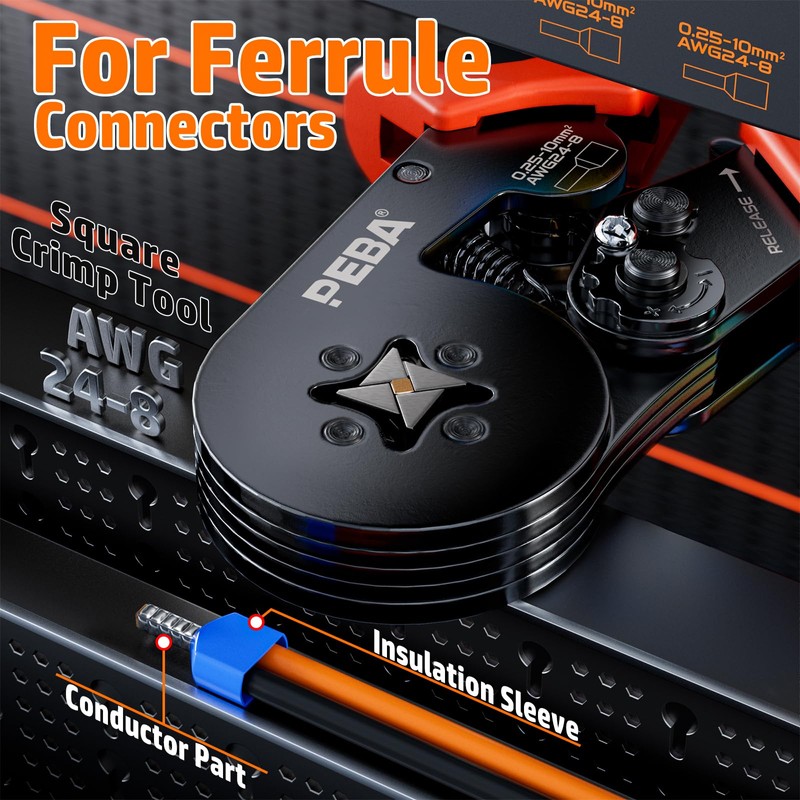 PEBA Ferrule Crimping Tool Kit, 24 Sizes wire Ferrules and