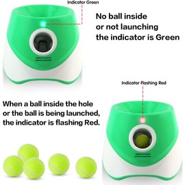 MEKAPLE Automatic Dog Ball Launcher, Dog Ball Thrower with 15 Mini Tennis Balls Sizing 2 Inch and Mesh Bag, Interactive Dog Toys Tennis Ball Launcher for Small Dogs with 3 Distance Settings