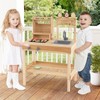 GLACER Kids Mud Kitchen, Fir Wood Kitchen Grill Playset w/Play