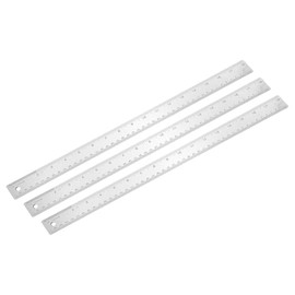 PATIKIL 18 Inch Stainless Steel Ruler Straight Edge Ruler, 3 Pcs Cork Backing Non-Slip Metal Ruler with Inches Centimeter Metric Measuring Tools for Office