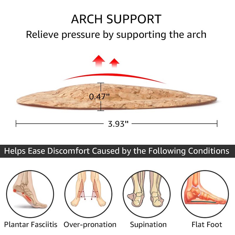 Dr. Foot's Arch Support Shoe Inserts for Flat Feet, Plantar