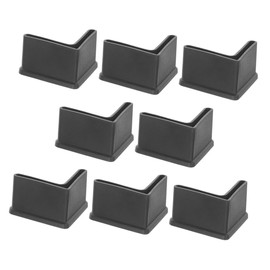 TEHAUX 8pcs Non Slip Rubber Caps for Angle Iron Furniture Foot Pads for Bed Frame Chair Leg Tips Ladder Feet Protectors Black Easy Installation Floor Protection