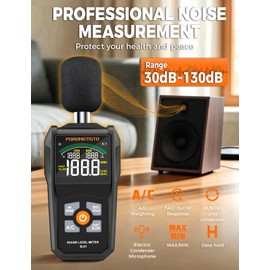 Decibel Meter, POROMETISTO SL01 Digital Sound Level Meter, 30-130dB SPL Meter with A/C Weighting, Data Hold, MAX/MIN – Noise Detector for Home, Factory, Noisy Neighbors (Black)