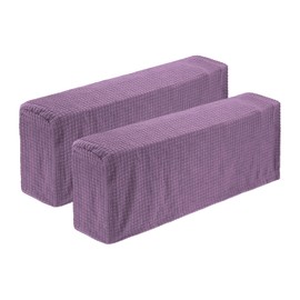 uxcell 2 Pcs Stretch Armrest Covers, Polyester Couch Armchair Cover Water Resistant Plaid Chair Arm Rest Slipcovers for Sofa Recliner, Light Purple
