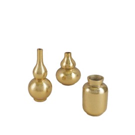 Serene Spaces Living Radiance Gold Mini Bud Vase – Single Bloom Vase, Console, Office, Coffee Table Accent, Wedding & Home Décor, Ideal Gift for Any Occasion, Set of 3 in Unique Designs